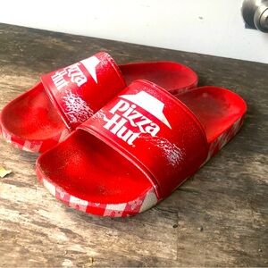 Pizza Hut Women’s Red White Rubber Slides Shoes Size 8